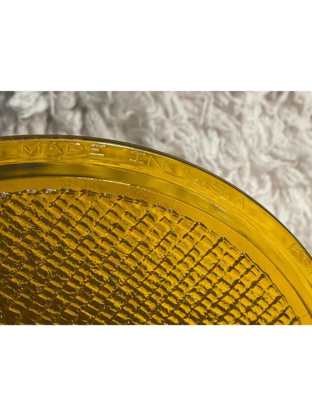 Vintage Amber Glass Industrial Reflector Lens Koroseal Round Decor